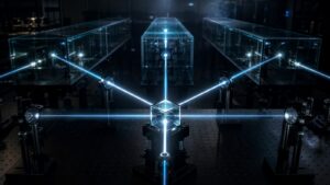 Quantum optics beam splitter sending one light path into several reflected paths