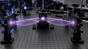 Blank quantum optics setup with overlapping paths toward separated detectors