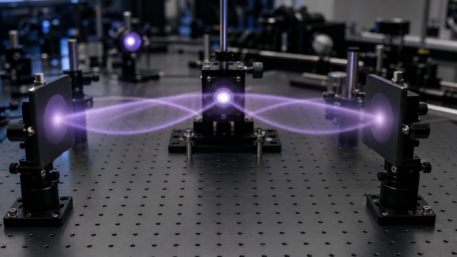Blank quantum optics setup with overlapping paths toward separated detectors