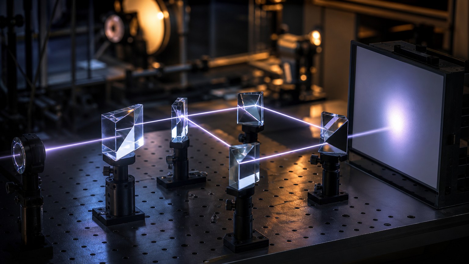 Unmarked quantum optics setup with a single particle path splitting and recombining