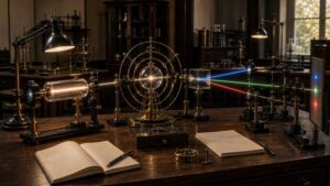 Early atomic spectroscopy apparatus with separated light paths and brass rings