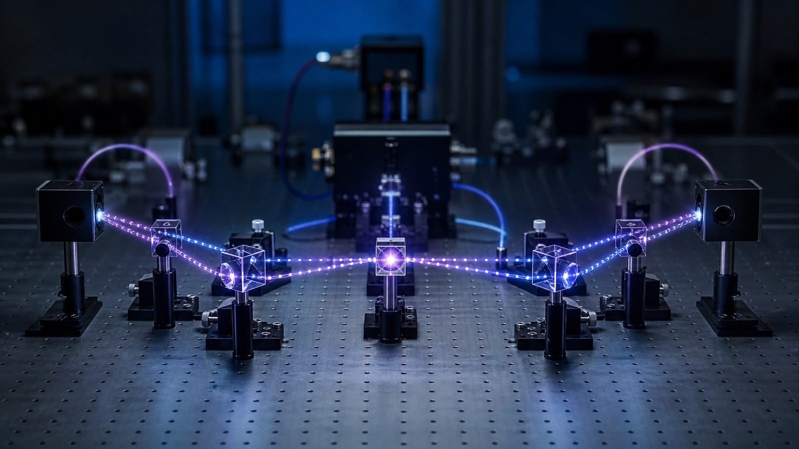 Entangled photon teleportation setup with separated optical paths and blank detectors