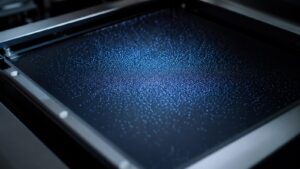Blank detector surface with clustered light spots showing a smooth probability distribution